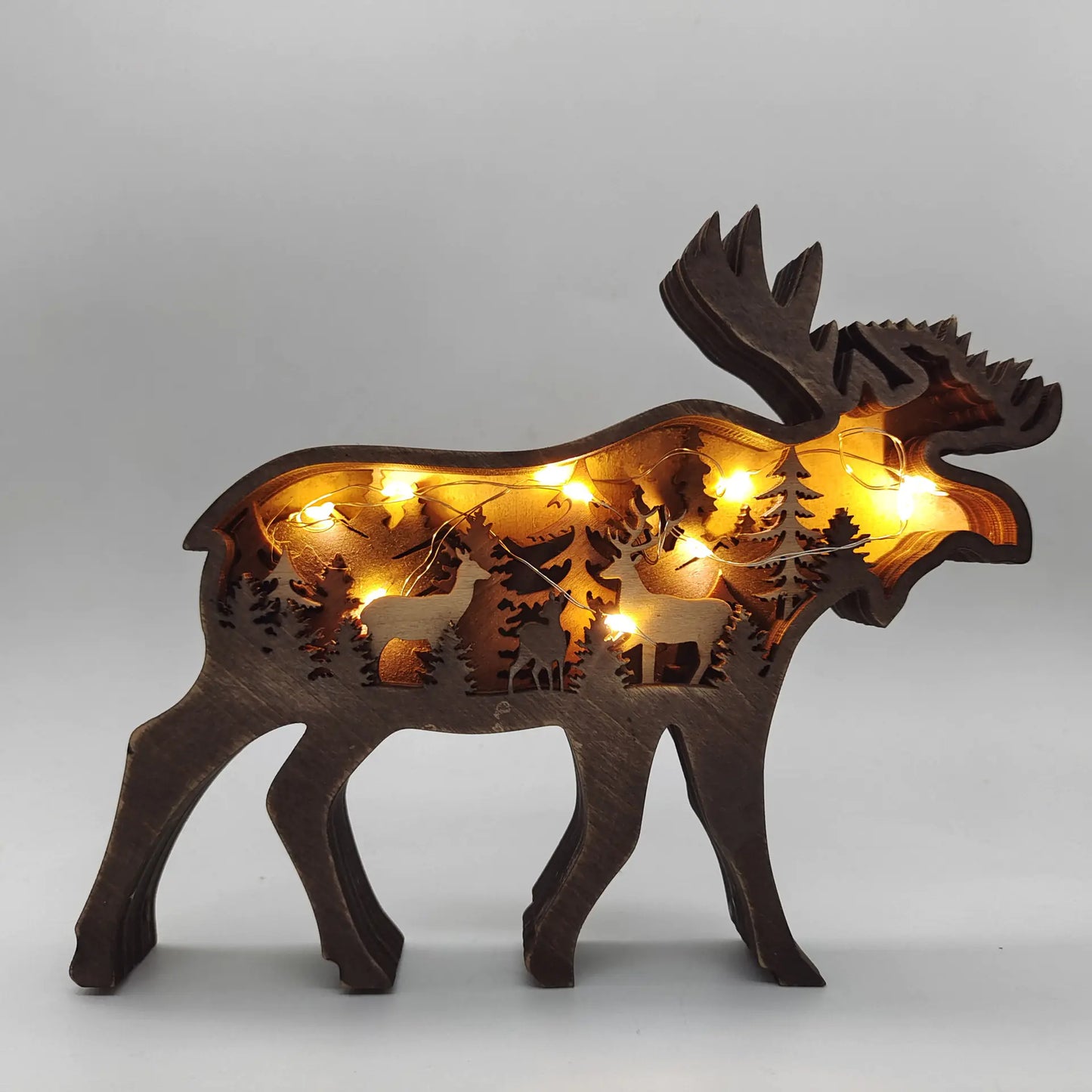 Wooden 3D Animal Carving Christmas Wall Decor