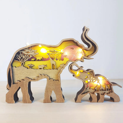 Wooden 3D Animal Carving Christmas Wall Decor