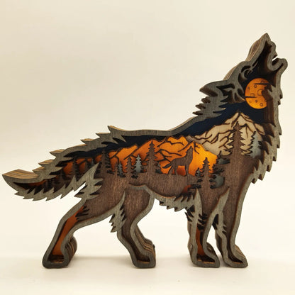 Wooden 3D Animal Carving Christmas Wall Decor