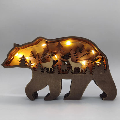 Wooden 3D Animal Carving Christmas Wall Decor