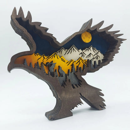 Wooden 3D Animal Carving Christmas Wall Decor