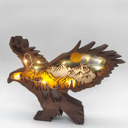 Wooden 3D Animal Carving Christmas Wall Decor